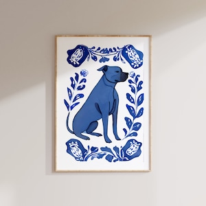 Odbitka Blue Willow Pitbull: Portret psa nadmorskiego (pobranie cyfrowe)