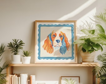 Cocker Spaniel Dog Print: Eclectic Coastal Wall Art (Digital Download)
