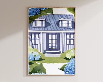 Coastal Cottage Watercolor Print Set: Nantucket Hydrangeas (Digital Download)