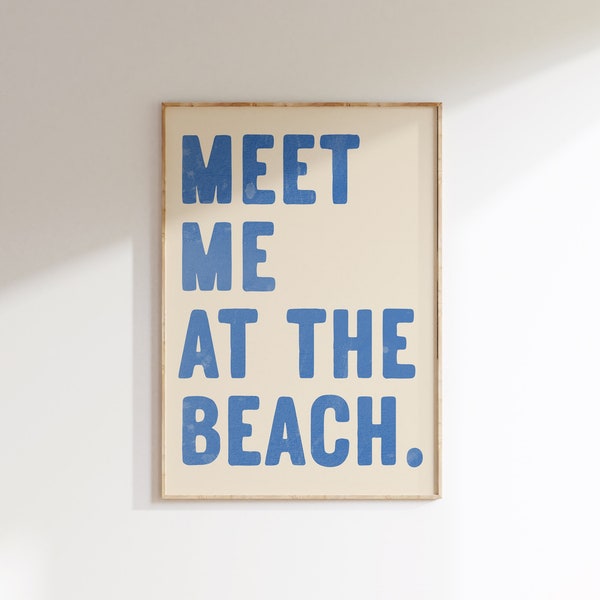 Incontrami in spiaggia stampa Cowgirl costiera rosa Poster da parete Decorazione nipote costiera blu Stampe estetiche alla moda Arte da parete stampabile