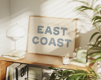 East Coast Print Coastal Cowgirl Decor Coastal Wall Art Blue Text Poster Digital Print Coastal Cowgirl Aesthetic Trendy Printable Wall Art