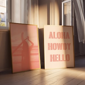 Zestaw wydruków gazetowych „Coastal Cowgirl”: Preppy Pink Western Art (do pobrania cyfrowego)