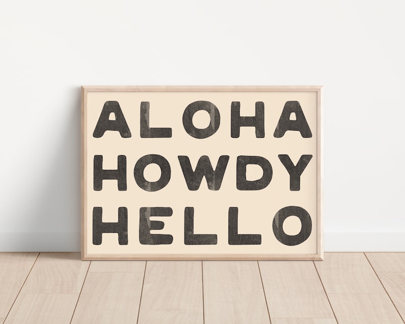 Howdy Text Aloha Howdy Hello Print: Coastal Cowgirl Typography (digital Print) - Etsy