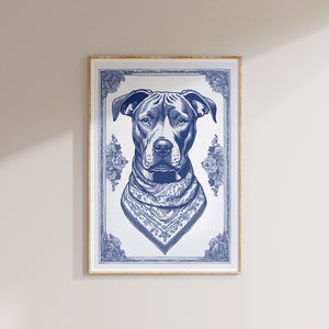 Odbitka Blue Willow Pitbull: Portret psa nadmorskiego (pobranie cyfrowe)