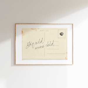 Blijf wilde oceaan kind postkaart afdrukken kust Cowgirl decor kust kleindochter kunst aan de muur kust print esthetische trendy afdrukbare kunst