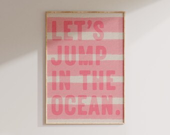 Pink Coastal Ocean Print: Trendy Wall Art (Digital Download)