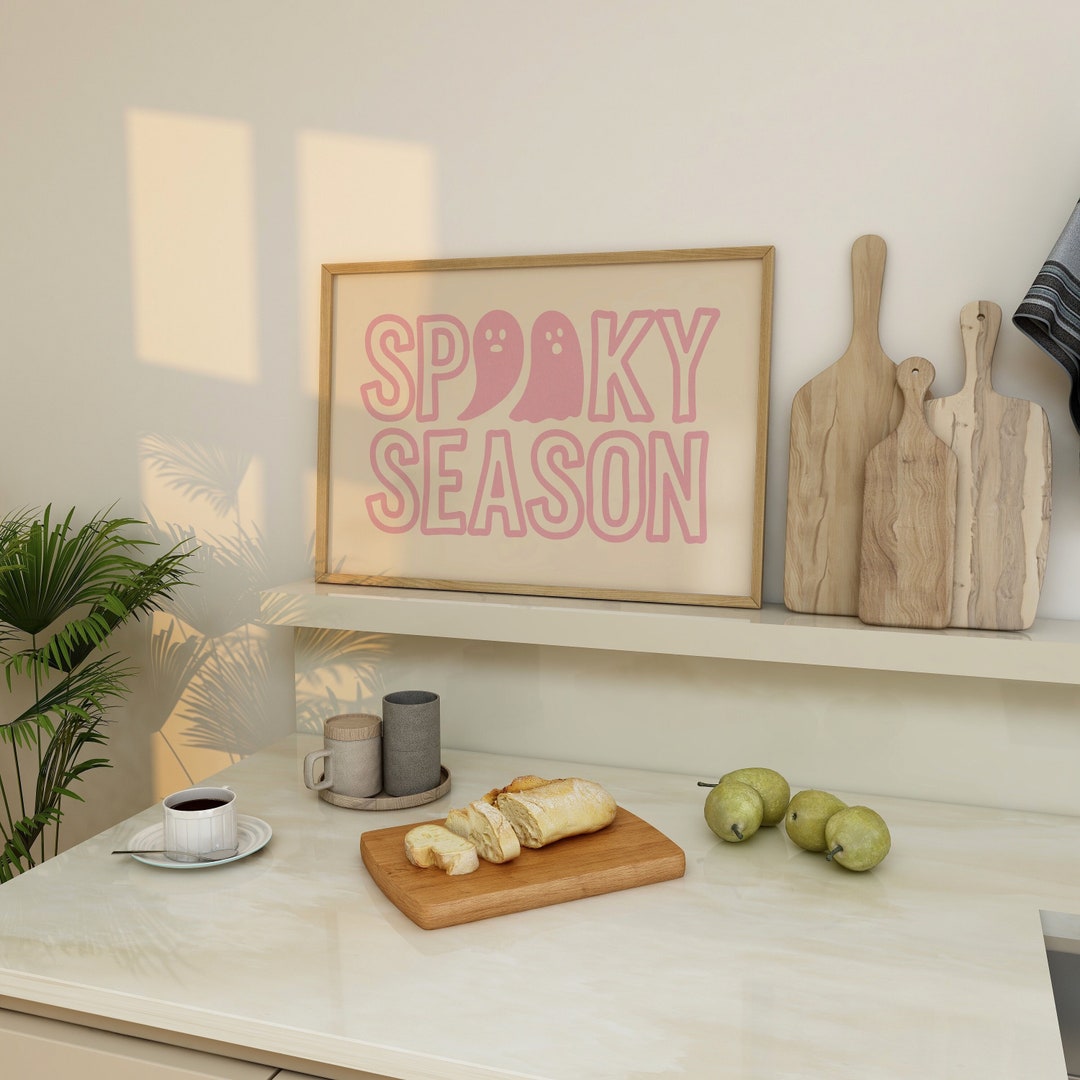Pink Halloween Ghost Poster: Trendy Spooky Wall Art (digital Print) - Etsy