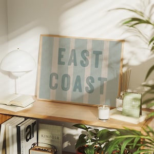 East Coast Coastal Print: Blue Striped Wall Art (Digital Print)