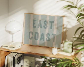 East Coast Coastal Print: Blue Striped Wall Art (Digital Print)