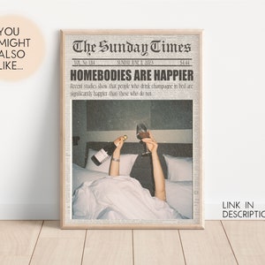 Homebody Digital Print Newspaper Print This Must Be The Place Print Printable Art Preppy Wall Art Cocktail Poster Retro Newspaper Poster image 4