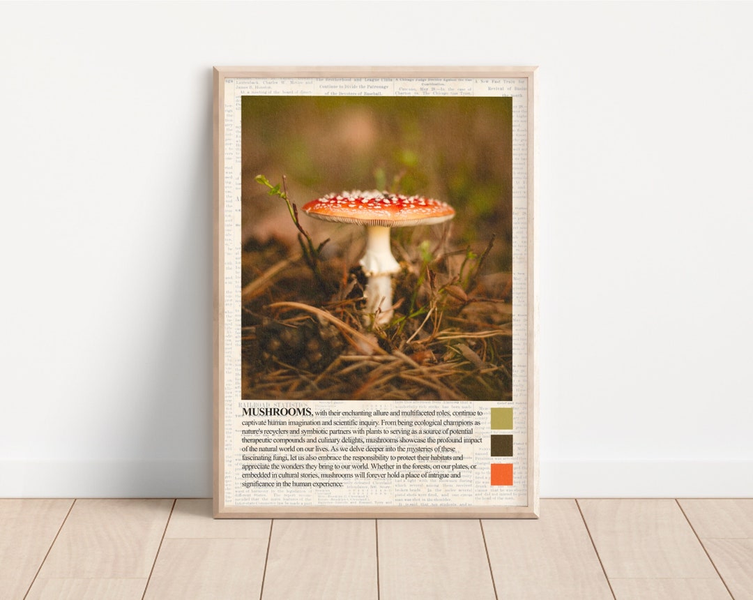 Fall Newspaper Vintage Mushroom Newspaper Print: Cottagecore Fall Decor (digital ...