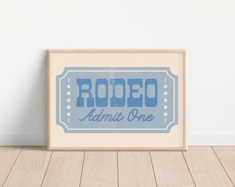 Western Rodeo Ticket Print: Preppy Cowgirl Room Decor (Digital Download)