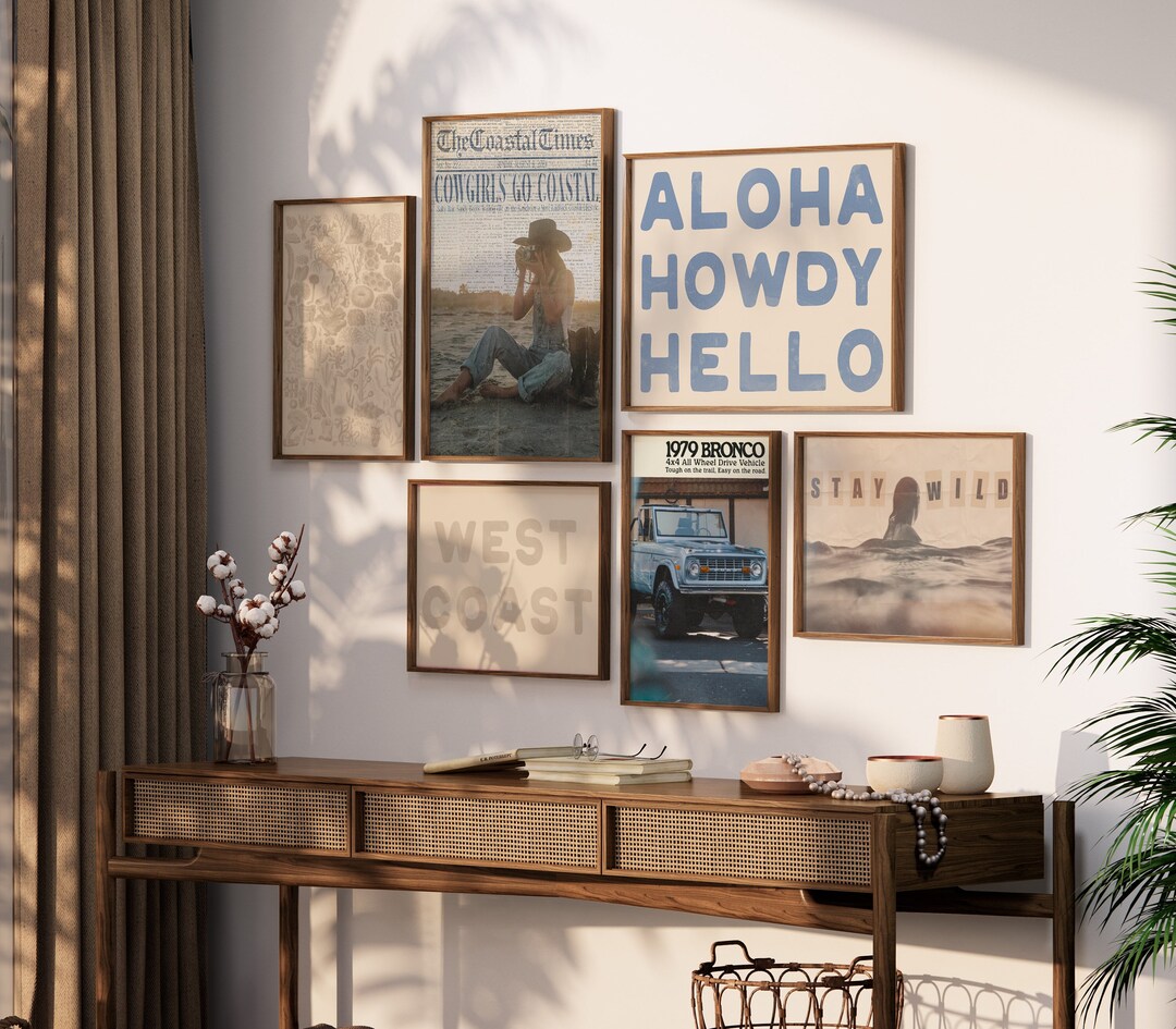 Coastal Cowgirl Gallery Wall Art: Blue Neutral Print Set (digital ...