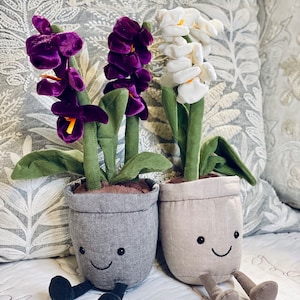 NEW Jellycat Amuseable Purple Orchid & Cream Orchid Bundle - Brand