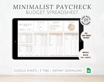Paycheck Budget Google Sheets User-Friendly Digital Planner Spreadsheet Weekly Income Expense Track Savings for Tech Workers Living Costs