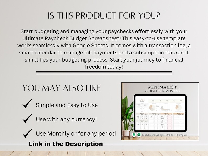 Ultimate Minimalist Paycheck Budget Google Sheets Spreadsheet for ...