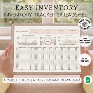 Beginner Inventory Spreadsheet Easy Stock Tracker Simple Product Inventory Manager Small Business Stock Control Organizer Google Sheets
