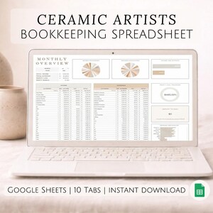 Ceramic Artist Bookkeeping Spreadsheet Pottery Revenue Tracker Clay Studio Finance Organizer Accounting Google Sheets for Pottery Businesses