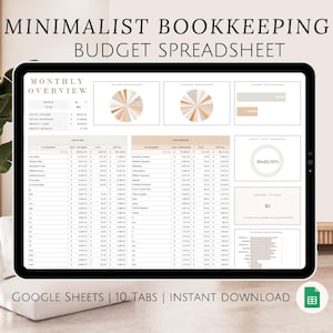Ultimate Bookkeeping Google Sheets Budget Spreadsheet Monthly and Annual Profit Tracker WFH Personal Finance Small Business for Freelancer