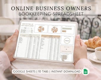 Online Business Bookkeeping Spreadsheet Profit Loss Tracker Income Expense Digital Shop Manager Google Sheets Template for Ecommerce Sellers
