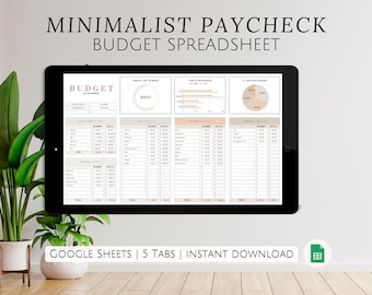 Ultimate Minimalist Paycheck Budget Google Sheets Spreadsheet for Freelancers Expenses Savings Tracker for Small Business Owners Planner