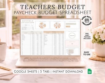 Teacher Google Sheets Paycheck Budget Spreadsheet Education Salary Income Planner Classroom Finance School Staff Money Tracker for Teachers