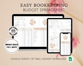 Easy Bookkeeping Google Sheets Budget Spreadsheet Monthly Annual Planner Income Expense Tracker for Entrepreneurs Small Business Owners WFH