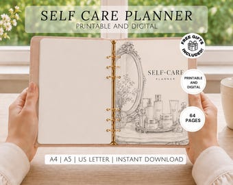 Self Care Planner For Beginners Printable Wellness Journal, Her Daily Routine PDF, Digital iPad GoodNotes Template Workbook A4 A5 US Letter