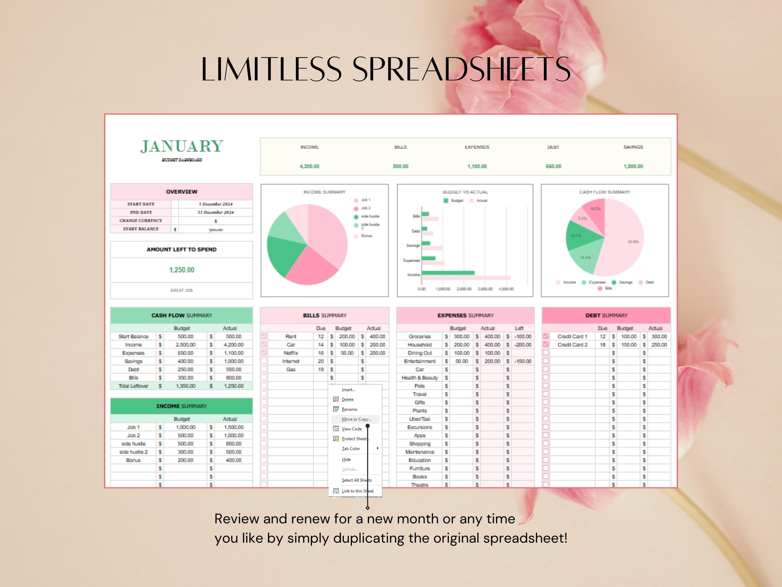 Easy Budgeting Google Sheets and Excel Template, Weekly Biweekly Budget ...