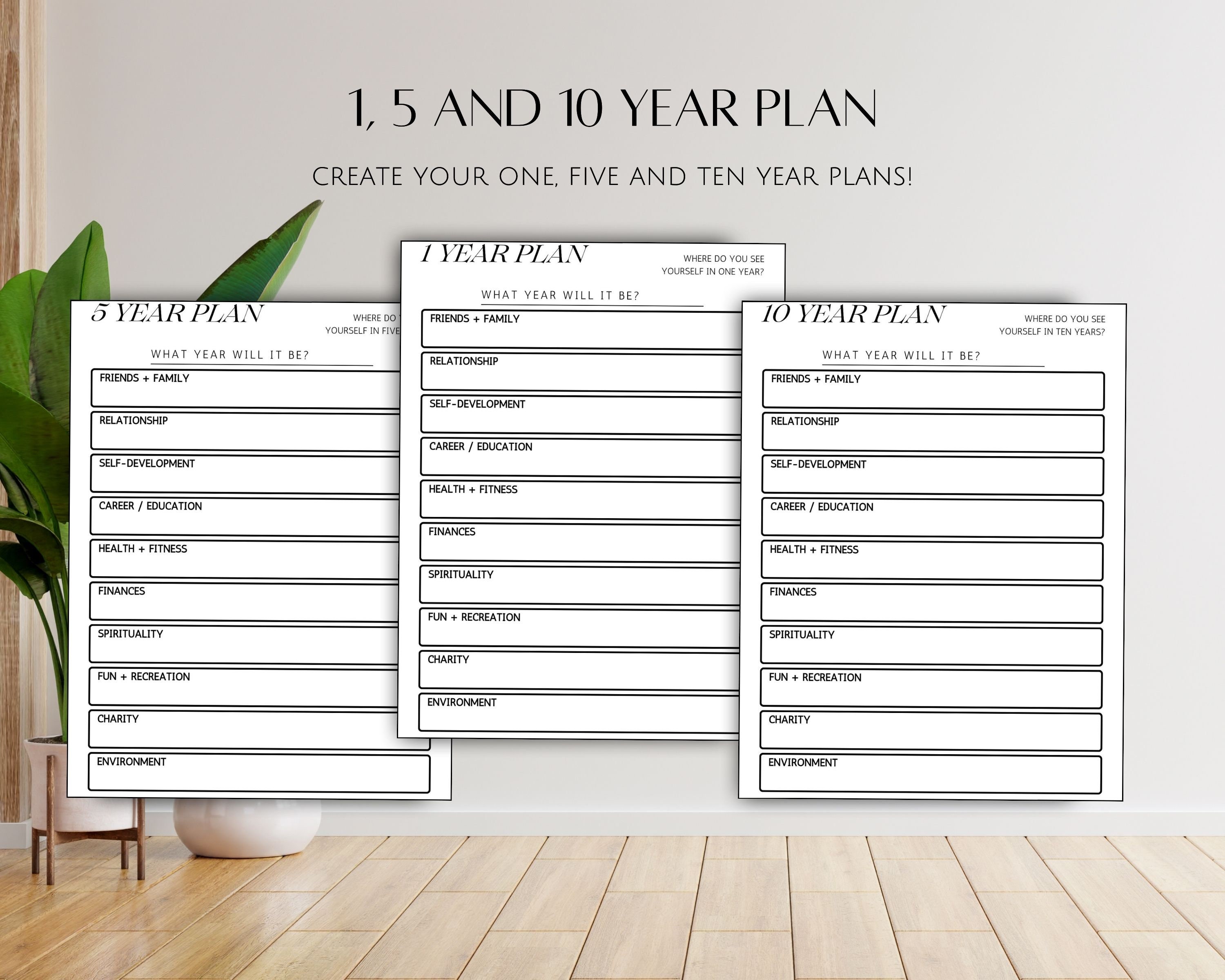 Printable Fillable Goal Planner Bundle, Daily Weekly Monthly Yearly ...