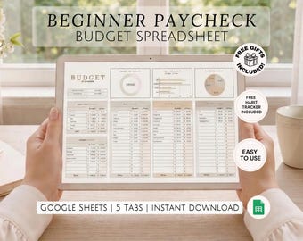 Basic Google Sheets Paycheck Budget Spreadsheet Easy Starter Planner Biweekly Pay Organizer Simple Quick Cash Flow Tracker Beginner Friendly
