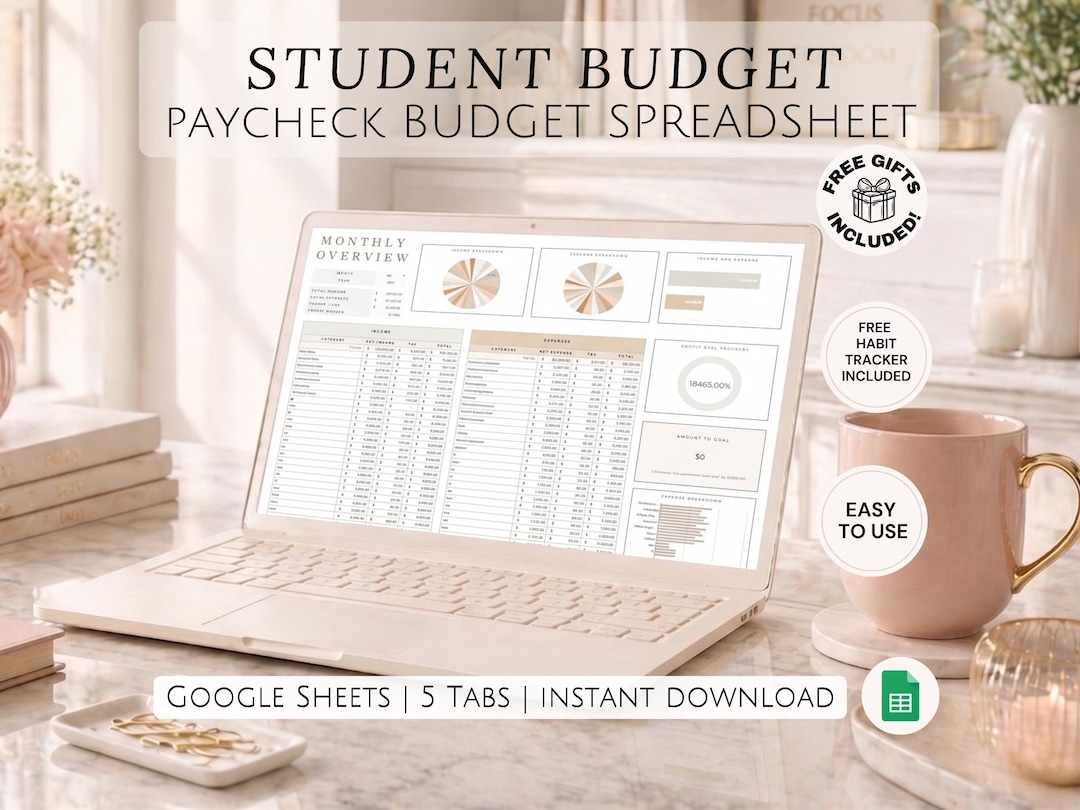 Student Income Planner Paycheck Budget Spreadsheet College Tuition ...