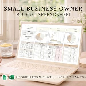 Small Business Excel Budget Spreadsheet Cash Flow Tracker Income Expense Planner Financial Organize Google Sheets Template for Entrepreneurs