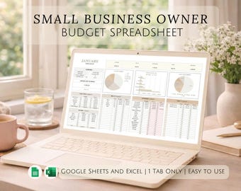 Small Business Excel Budget Spreadsheet Cash Flow Tracker Income Expense Planner Financial Organize Google Sheets Template for Entrepreneurs