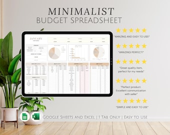 Minimalist Budget Spreadsheet Google Sheets & Excel for Freelancers Simple Budgeting Template for Content Creators Personal Financial Plan