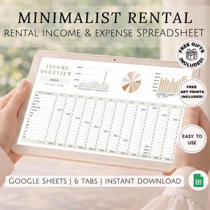 Foglio di calcolo per principianti per il monitoraggio degli immobili in affitto, registro semplice delle entrate e delle uscite del proprietario, organizzatore finanziario immobiliare facile da usare, modello Google Sheets
