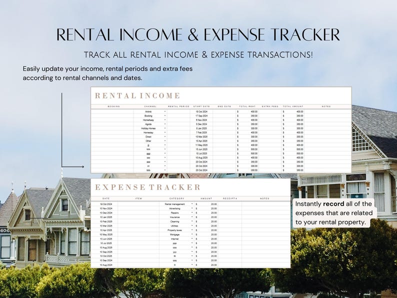 Photo inspiration: Visual Reference: Single Property Rental Income Expense Tracker Google Sheets Template