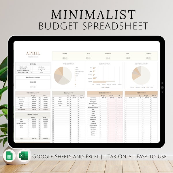 Monthly Budget Spreadsheet and Savings Etsy