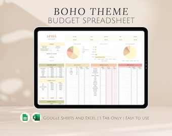 Budget Planner for Google Sheets and Excel, Monthly Budgeting Spreadsheet, Income Expense Tracker, Savings Breakdown Template for Finances