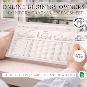 Online-Business-Inventar Tabelle Stock Tracker Produkt-Versorgungs-Organisator Geschäftskontrollsystem Google Sheets Vorlage für E-Kommerz-Inhaber