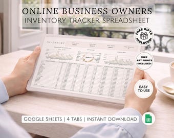 Online Business Inventory Spreadsheet Stock Tracker Product Supply Organizer Store Control System Google Sheets Template for Ecommerce Owner