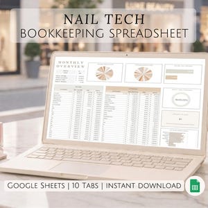 Foglio di calcolo per la contabilità delle onicotecniche, strumento di monitoraggio delle entrate e delle uscite per le manicure, servizio finanziario per studi di nail art, Fogli Google per onicotecniche