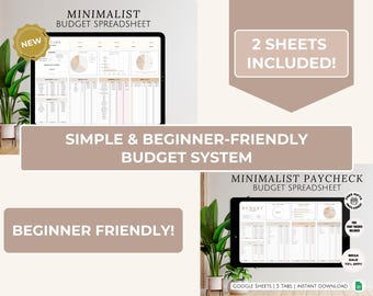 Simple Monthly & Paycheck Budget Spreadsheet for Easy Money Tracking Minimalist Financial Planning System for Beginners Bills and Debt Plan