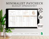 Paycheck Budget Spreadsheet Google Sheets Template for Monthly Weekly Biweekly Semi Monthly Budgeting, Income Expenses Subscription Tracker