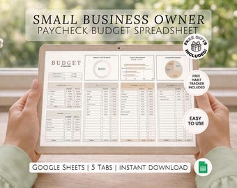 Paycheck Budget Spreadsheet for Small Business Owners Payroll Income Tracker Weekly Google Sheets Template for Etsy Sellers Side Hustlers