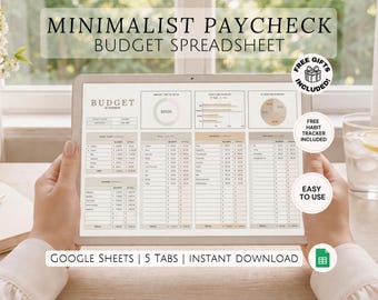 Beginner Paycheck Budget Spreadsheet Simple Paycheck Planner Weekly Income Expense Tracker for First Time Money Organizer Google Sheets