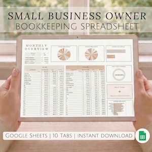 Small Business Bookkeeping Spreadsheet Profit Loss Tracker Income Expense Google Sheets Accounting Template for Business Owners Entrepreneur