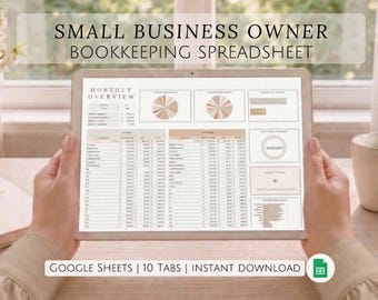 Small Business Bookkeeping Spreadsheet Profit Loss Tracker Income Expense Google Sheets Accounting Template for Business Owners Entrepreneur