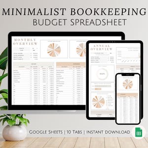 Simple Small Bookkeeping Business Google Sheets Spreadsheet Minimalist ...