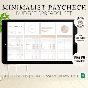 Gehaltscheck Budget Wage Google Sheets Tabelle für Vollzeitbeschäftigte, die einfach zu bedienende Sofort-Download für Erstkäufer und Hausbesitzer